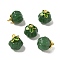 Glass Charms, Pumpkin, with Golden Alloy Enamel Findings, Teal, 14.5x13mm, Hole: 1.5mm