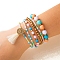 Glass Seed Beads Stretch Bracelet, Bohemia Bracelet Sets, with Alloy Finding and Tassel, Mixed Color, Inner Diameter: 2-1/8~2-3/8 inch(5.5~6cm)