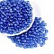 Transparent Glass Seed Beads, Glazing Style, Round, Royal Blue, 6mm, Hole: 1.2mm, about 1500pcs/pound