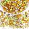 2 Bag Glass Round Beads Set, Colorful & Cracked Faceted Round, with Glass Seed Beads, for DIY Bracelet Jewelry Making, Yellow, 1~10mm, 40g/bag