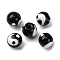 Handmade Lampwork Beads, Hand Drawn Beads, Round with Yin-yang, Black, 8~8.5x7.5mm, Hole: 1.2mm