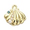 Alloy Rhinestone Pendants, with Plastic Pearls, Shell Shape Charms, Golden, 18.5x17.5x4.5mm, Hole: 1.8mm