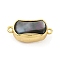 Rectangle Brass Box Clasps, with Black Shell, Real 18K Gold Plated, 19.5x9.5x7mm, Hole: 1.2/1.4mm