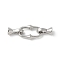 Brass Fold Over Clasps, Oval, Platinum, 36x11.5x6mm