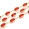 Brass Oval Link Chains, with Glass, Soldered, with Spool, Long-Lasting Plated, Golden, Red, 16.5x6x2~2.5mm, about 32.81 Feet(10m)/Roll