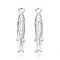 Brass Pendants, Fish, Real Platinum Plated, 18.5x3.5x2.5mm, Hole: 1.2mm