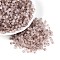 Frosted Glass Seed Beads, Round Hole, Bicone, with Gold Powder, Rosy Brown, 4.5x3.5~4mm, Hole: 1.1mm, about 6428pcs/pound