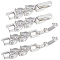6Pcs Brass Fold Over Clasps, with Cubic Zirconia, Necklace & Bracelet Fold Over Clasp Extender, Silver, 31mm