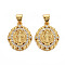 Brass Micro Pave Cubic Zirconia Pendants, Nickel Free, Oval with Virgin, Real 16K Gold Plated, 19x15x2.5mm, Hole: 3x5mm