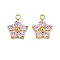 304 Stainless Steel Micro Pave Cubic Zirconia Charms, Plum Blossom, Pearl Pink, 11x9.5x3.5mm, Hole: 1.6mm