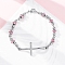 201 Stainless Steel Link Chain Bracelets, with 304 Stainless Steel Clasps and Polymer Clay Rhinestones for Women, Cross, Rose, 8-1/4~8-1/2 inch(20.9~21.7cm)