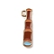Alloy with Enamel Pendants, Nautical Charms, Light Gold, Saddle Brown, Telescope, 23x8x1.5mm, Hole: 1.8mm