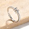 S925 Sterling Silver Adjustable Letter Rings for Women, with Micro Pave Cubic Zirconia, Letter M, 2mm,US Size 5 1/2(16.1mm), Letter: 4.5x5.5mm