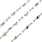304 Stainless Steel Dapped Chains, with Enamel, Soldered, with Spool, Real 18K Gold Plated, Mixed Color, 2mm