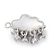 Brass Micro Pave Clear Cubic Zirconia Box Clasps, with Shell & Epoxy Resin, Cloud, Platinum, 14.5x18x7.5mm, Hole: 1.2mm