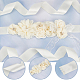 サテンリボン  ウェディングドレスのためのブライダルベルト  模造真珠ビーズ  服飾材料  レモンシフォン  106-1/4x1-5/8~3-7/8インチ（2700x40mm） OCOR-WH0020-07B-4