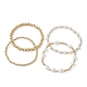 Set di braccialetti elasticizzati da donna con perle naturali e perline in ottone BJEW-JB09662-01-1