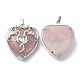 Configuración de rhinestone con colgante de corazón de cuarzo rosa natural G-K339-01P-04-2