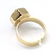 Latón tono dorado druzy anillos de dedo de ancho de banda de ágata naturales RJEW-M100-02-3