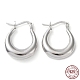 Rhodium Plated 925 Sterling Silver Chunky Hoop Earrings EJEW-K258-01A-P-1