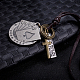 Adjustable Men's Zinc Alloy Pendant and Leather Cord Lariat Necklaces NJEW-BB16019-B-5