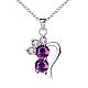 Silver Plated Brass Cubic Zirconia Half Heart Pendant Necklaces NJEW-BB03300-A-1