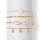 4Pcs 4 Style Natural Shell Beaded Anklets Set AJEW-AN00526-1