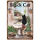 CREATCABIN Black Cat Wash Your Paw Tin Sign Funny Cat Lover Gift Retro Poster Art Mural Hanging Iron Painting Vintage Metal Sign for Home Kitchen Bathroom Wall Art Decor 8 x 12inch AJEW-WH0157-474-1