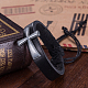 Регулируемые ретро крест сплава цинка и кожаные браслеты шнур BJEW-BB16038-10