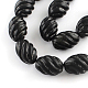 Natural Carved Obsidian Stone Bead Strands G-R270-64-1
