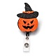 Halloween Pumpkin Glitter Powder Felt & ABS Plastic Badge Reel AJEW-I053-22-1