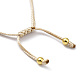 Adjustable Glass Beaded & Brass Chains Link Bracelet for Women BJEW-O187-12-5