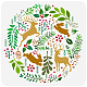 FINGERINSPIRE Christmas Forest Painting Stencil 11.8x11.8inch Reusable Deer Rabbit Stencil for Painting Large Round Christmas Forest Plants Flowers Leaves Drawing Template Christmas Theme Stencil DIY-WH0391-0470-1