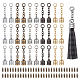 CHGCRAFT 30 Sets 5 Colors Alloy Tassel Cord End Cap Glue-in End Cap Leather Cord Zinc Alloy Cord Ends with Chain Extender and Screw for DIY Craft Supplies FIND-CA0005-47-1