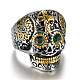 Two Tone 316 Surgical Stainless Steel Skull with Cross Finger Ring SKUL-PW0002-033E-GP-1