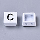 スプレー塗装合金マルチ連リンク  カドミウムフリー＆鉛フリー  タイル弾性ブレスレット作り用  文字のある正方形  文字.c  8.5x8x4.5mm  穴：1mm PALLOY-T075-08C-3