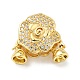 Rack Plating Brass Micro Pave Clear Cubic Zirconia Fold Over Clasps KK-E034-48G-1