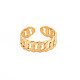 Placcatura ionica (ip) 304 anello per polsino aperto con catena barbazzale in acciaio inossidabile per donna RJEW-S405-195G-1