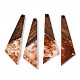 透明樹脂＆ウォールナットウッドチャーム  金箔  四角形のチャーム  チョコレート  49x13x3.5mm  穴：2mm RESI-N039-70D-1