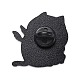 猫のエナメルピン  バックパック服用動物合金エナメルブローチ  電気泳動黒  淡い茶色  29.5x29x10.5mm  ピン：1mm。 JEWB-O005-M06-2