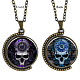 Double-sided Picture Glass Rotatable Pendant Necklaces NJEW-F200-01AB-1