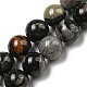 Fili di perline di diaspro nero foglia argento naturale G-R494-A17-04-1