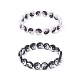 2 pièces ensemble de bracelets extensibles yin yang acrylique 2 couleurs BJEW-JB09405-1