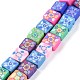 Handmade Flower Printed Polymer Clay Beads Strands CLAY-M003-01-2