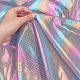 Fingerinspire 1.1 yarda 63 pulgadas de ancho holograma tela iridiscente arcoíris brillante tela bronceadora para coser tela a rayas de poliéster por yarda tela floral colorida para manualidades diy decoración de ropa DIY-WH0028-05-3
