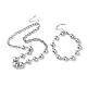 Gestellplattierte Messing-Halsketten mit abgestuften Perlen und Kettenarmbänder mit runden Kugelgliedern SJEW-H066-01P-1