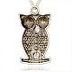 Antique Silver Alloy Rhinestone Bird Owl Pendants RB-J154-38AS-2