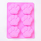 食品グレードのシリコンモールド  フォンダン型  DIYケーキデコレーション用  チョコレート  キャンディモールド  犬の足跡  ピンク  180x137x15.5mm DIY-E018-18-1