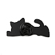 猫エナメルピン  バックパックの服用の黒の合金バッジ  ほうき  17.5x37x1.3mm JEWB-G028-01B-3