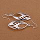 Silver Color Plated Brass Leaf Dangle Earrings EJEW-BB11801-4